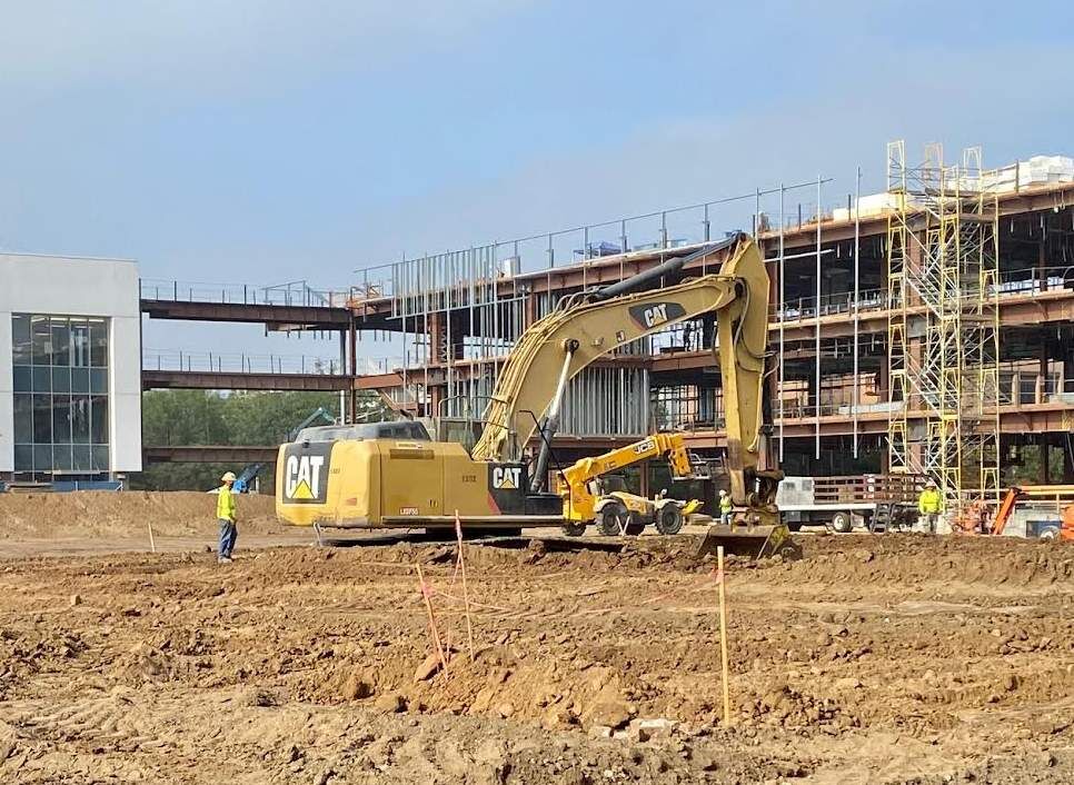 Construction crews working on Roosevelt High administration building